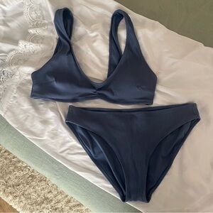 Aerie Ribbed Blue Bikini Set